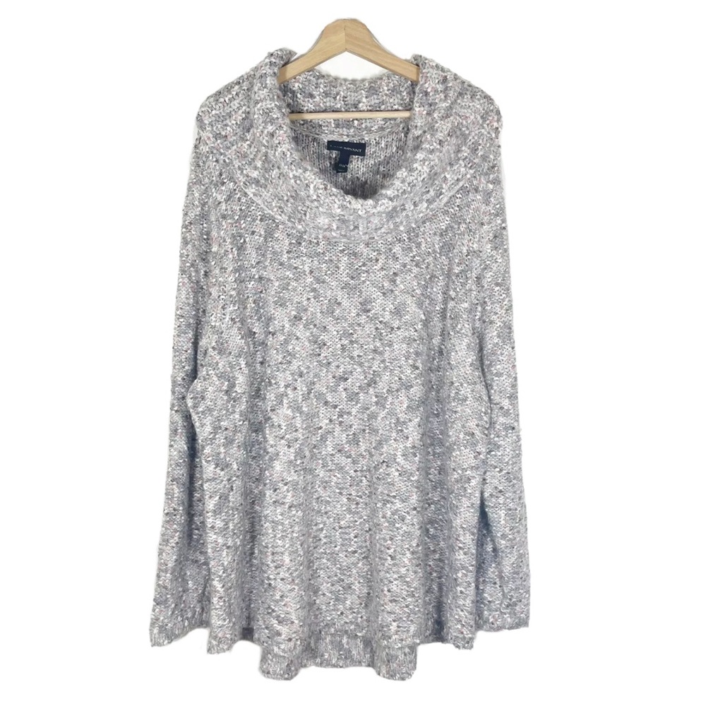 NWT Lane Bryant Cowl Neck Chunky Knit Pullover Sweater Gray Sz 22/24